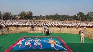 RSS volunteers at Ambikapur in the Indian state of Chhattisgarh in November 2022