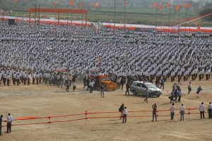 RSS volunteers at Meerut in the Indian state of Uttar Pradesh in February 2018
