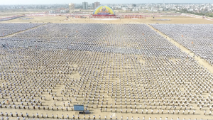 RSS volunteers at Meerut in the Indian state of Uttar Pradesh in February 2018