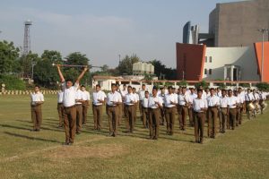 RSS volunteers  at a parade on the occassion of Vijaydashami. Source: https://www.rss.org/Vijaya%20Dashami%20Utsav%202021.html