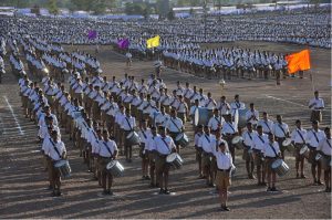 RSS volunteers at Pune in the Indian state of Maharashtra in January 2016